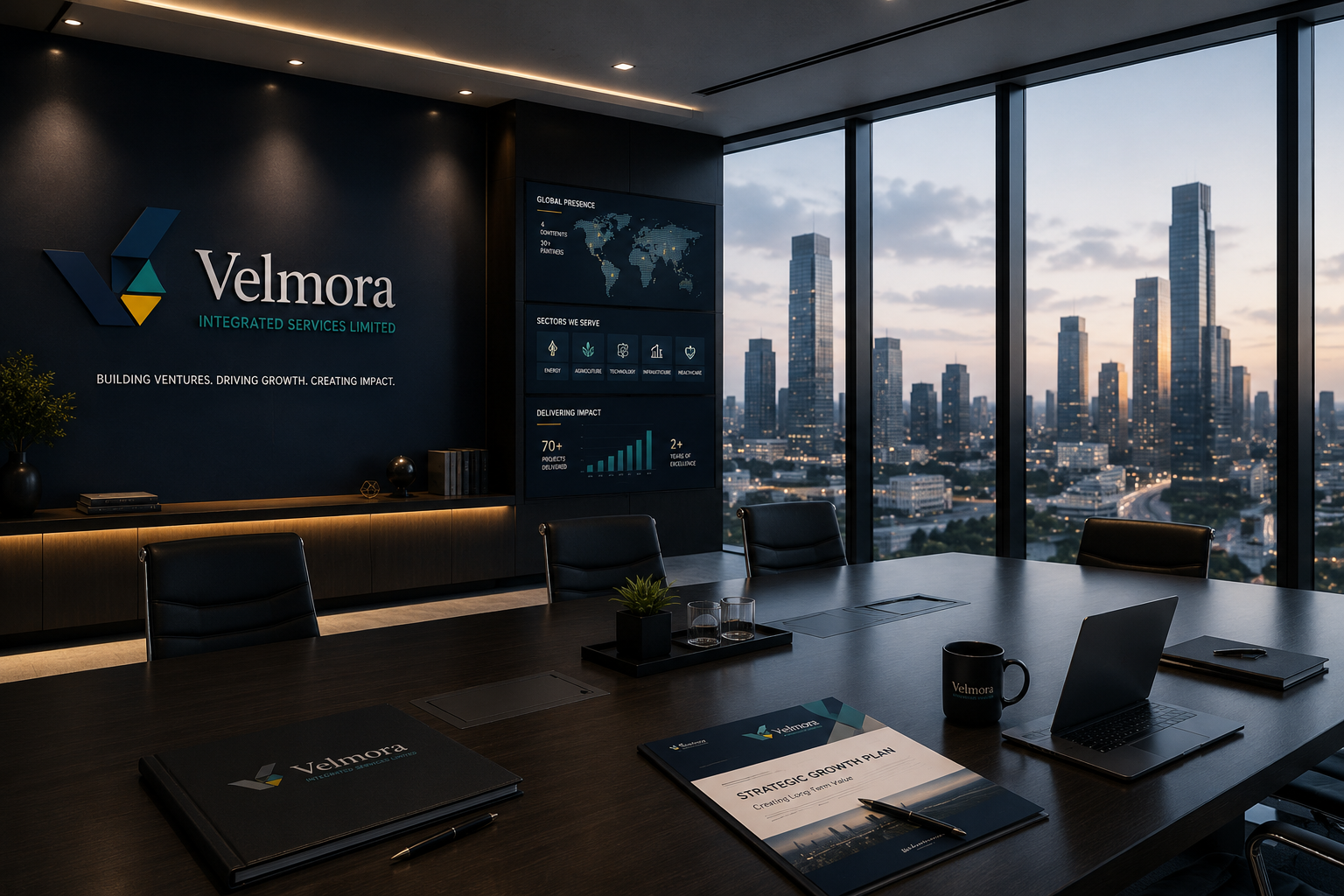 Business handshake in a modern office