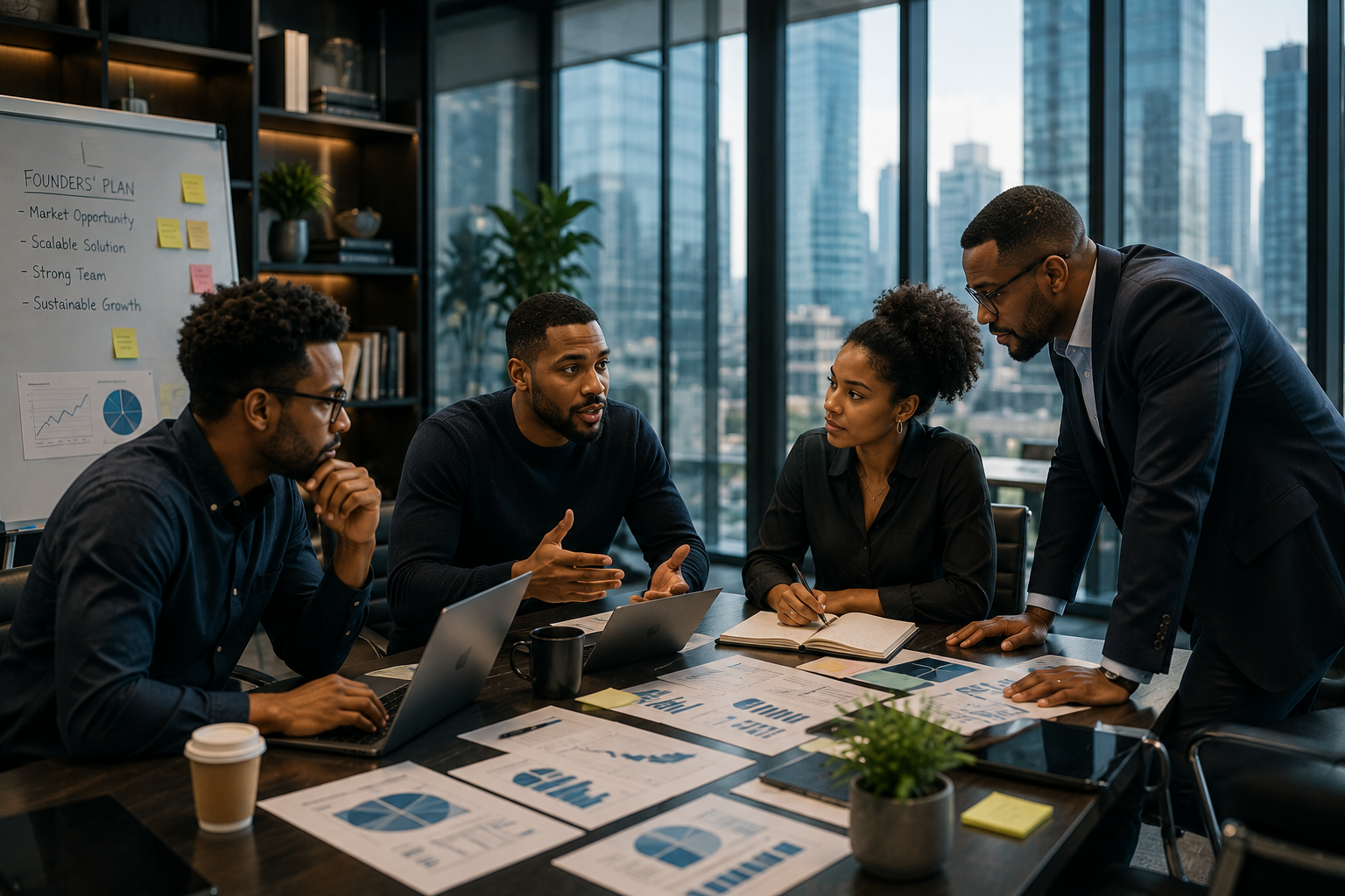 Executive leadership meeting in a strategy planning environment